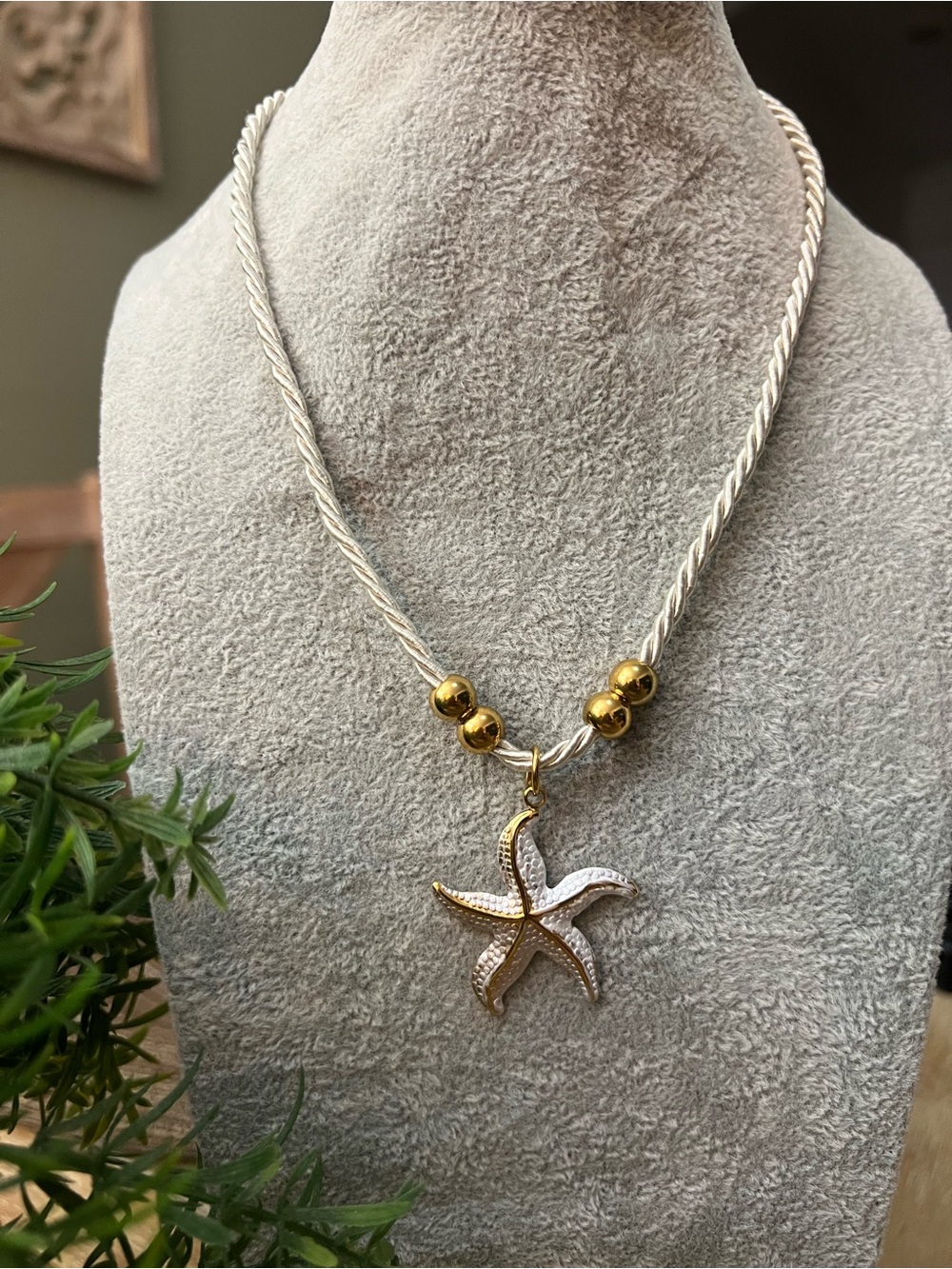 Two-Tone Starfish Pendant Necklace - Gold and Silver